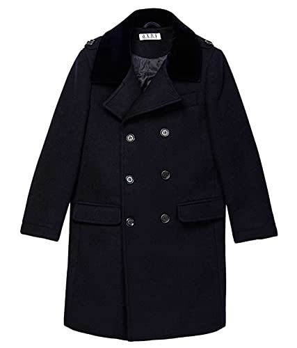 Isaac Mizrahi Boy's 2-20 Velvet Collar Quilt Lined Wool Blend Peacoat