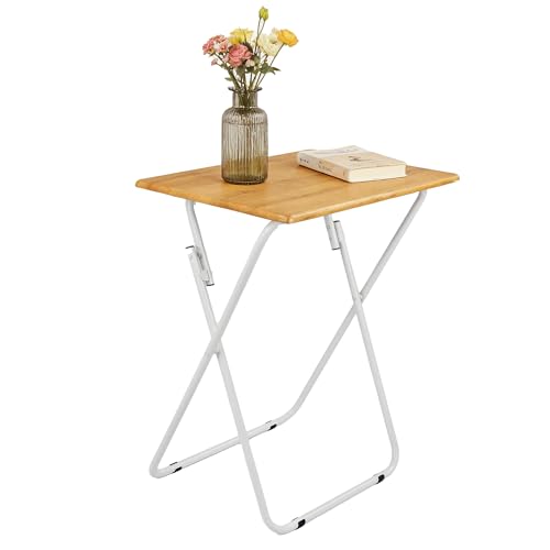 HERSIG Mesa Auxiliar Plegable Multifuncional para Interior con Estructura Resistente de Acero y Montaje Instantáneo. Color Vintage, Diseño Portátil para Ahorro de Espacio 48x38x66 CM