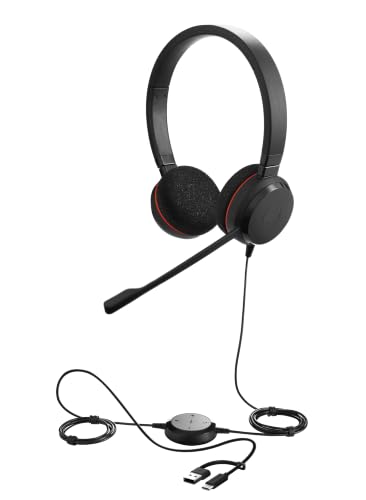 Jabra Evolve 20 MS Stereo USB-C/A Wired Headset with Noise-Cancel...