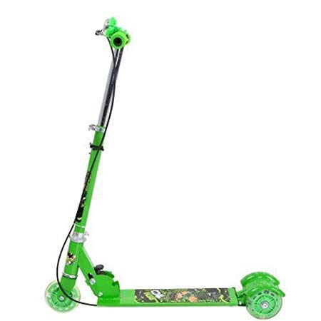 Sevriza Kids 3 Wheel Skate Scooter with Adjustable Height Foldable, LED PU Wheels & Brakes (Yellow)
