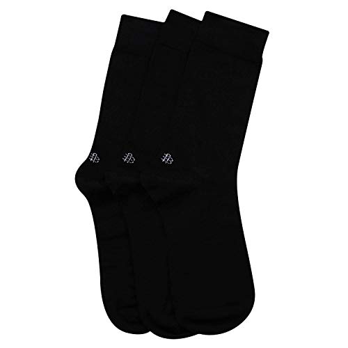 Bonjour Men'S Cotton Odour Free Black Plain Socks- Pack Of 3, Regular