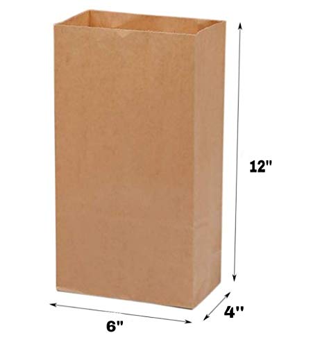Image of RANUR Large Square Bottom Or Flat Bottom Paper Bags Made Of Brown Fold Top Craft Paper,Size 6 inch X 4 inch X 11.5 inch (100,Count)