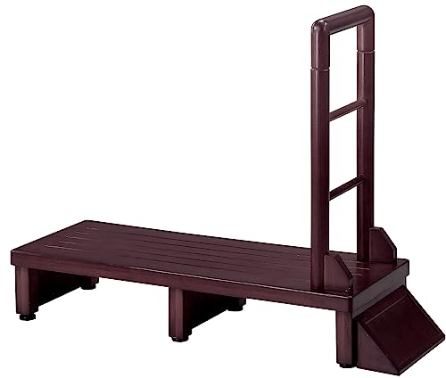 ビータ(Vita) 木製手すり付き玄関台 幅90cm ダークブラウン 幅100×奥行き35×78cm 手すり ステップ 台 玄関 段差 踏み台 木製 昇降 足場