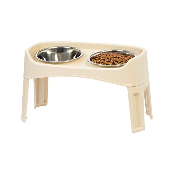 IRIS-USA-Elevated-Dog-Bowls-Dog-Food-Bowls-Elevated-for-Large-Dogs-Dog-Raised-Bowls-with-2-Stainless-Steel-Bowls-2-Quart-12-Height-Almond IRIS USA Elevated Dog Bowls
