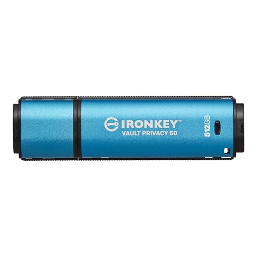 Kingston IronKey Vault Privacy 50 Certifié FIPS 197 et clé USB chiffrée XTS-AES 256 bits pour la protection des données - IKVP50-512GB