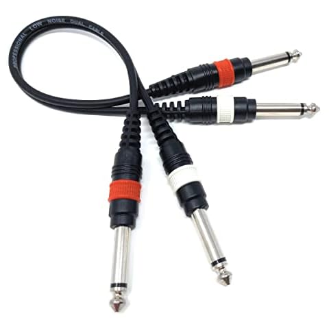 DRUT 0.3m Twin 6.35mm Mono Audio Cable Cover