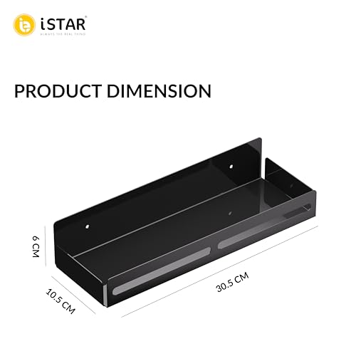 Image of iSTAR Pack of 2 Wall Mounted Bathroom Storage Organiser, Floating Shelf for Wall for Cabinet Multifunctional Large Capacity Bathroom Rack
