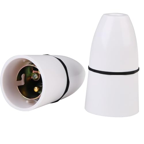 2 Pack B22 Bayonet Pendant Lamp Holder,Ceiling Pendant Light Fitting,White Bayonet Cap Ceiling Lamp Bulb Holder,Temperature Resistance Ideal for Ceiling Mount,Chandelier,Hanging,Wall Mount