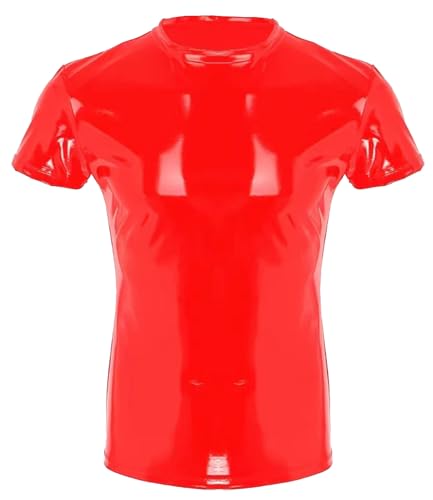 T-shirt en cuir verni homme pour tenue de fête et soirée clubbing