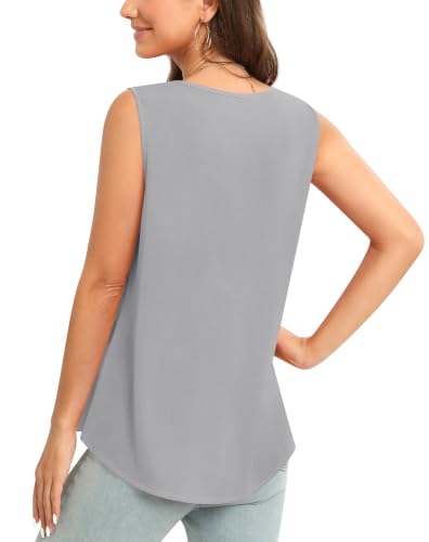 Image of Women's Sleeveless Chiffon Tank Top Business Casual Blouse Tunic Top