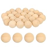Milisten Bolas de Madera sin Agujero 30 Mm, 30 Piezas de Cuentas Redondas Sólidas de Madera de Loto Natural para Manualidades Diy, Pintura y Decoración Creativa