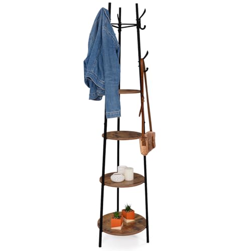 IDMarket Tonio - Perchero con trípode para diseño industrial con estantes redondos, 6 ganchos