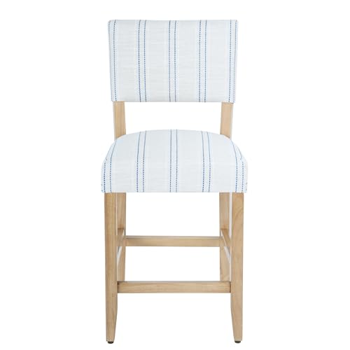 Butaco HomePop tapizado para barra, 24 pulgadas, estampado azul y blanco miniatura 7