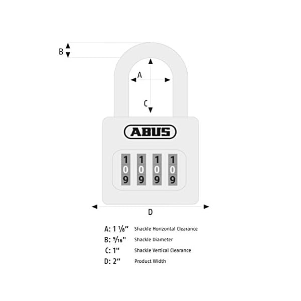 ABUS 160/50 B 160 All Weather Chrome 4 Dial Combination Padlock, Black/Silver - Image 5