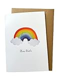 Herzfunkeln® Taufkarten für Mädchen und Jungen mit Regenbogen in DIN A6 - Kleines Wunder - Karte zur Taufe als Geschenk für Eltern - Umschlag aus Recyclingpapier