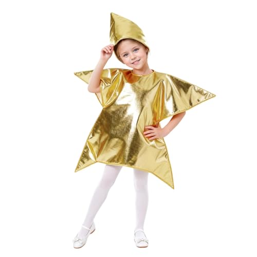 Generisch Stern Kostüm für Jungen und Mädchen Weihnachten Kostüm für Kinder & Verkleidung für Partys Karneval & Halloween (Gelb)