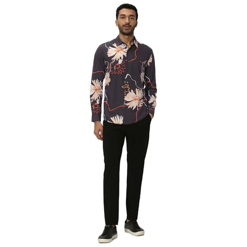 Image of MUFTI Men's Printed Slim Fit Cotton Casual Shirt with Spread Collar & Full Sleeve(Also Available in Plus Size) |Cotton Casual Shirt for Men | Casual Shirt for Men