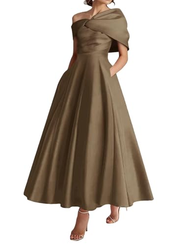 Mother of The Bride Dresses for Wedding Off Shoulder Formal Evening Dress with Pockets He60234
