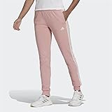 adidas Damen Essentials Single Jersey 3-Stripes Jogginghose, Wond Wont Mauve/Weiss, L