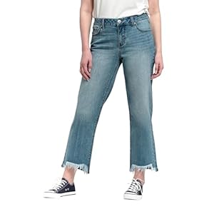 1822 Denim Women’s 27″ Ankle Straight Jeans W/Chewed Hem in Xylo