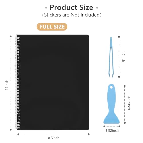 Álbum reutilizable para colección de pegamentos, tamaño 8,5 x 11 pulgadas, con 40 hojas de papel desprendible en blanco, organizador de pegamentos restickables con herramientas (negro) miniatura 3