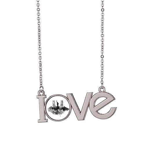 Collier pendentif New York avec peinture à l'encre de la ville américaine