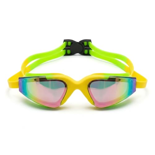 Image of BURNLAB Mirrored Lens Swimming Goggles for Pool and Outdoor Swimming, Adjustable Fit, Men & Women (yellow)