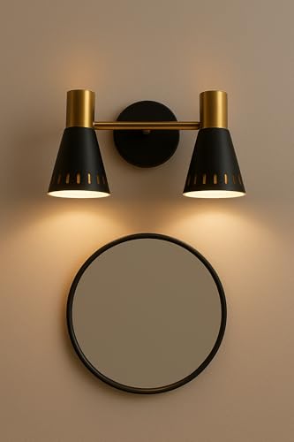 Image of FILLISKA 3 in 1 Double Wall spot /Picture /Display /Mirror Light with Adjustable Head and Colour Changing Function (2 Way Black & Gold-037)