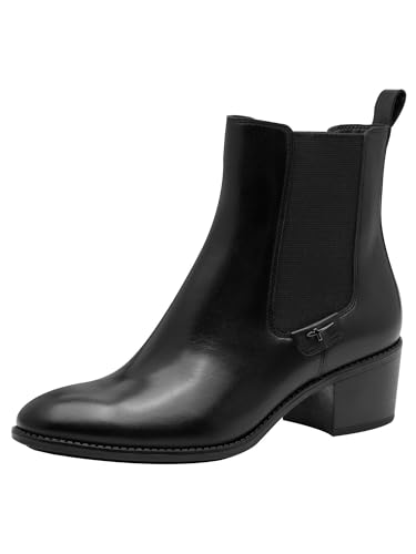 Tamaris Bottines Chelsea 1-25325-45 pour femme, en cuir noir, taille 39 EU, Cuir noir, 39 EU