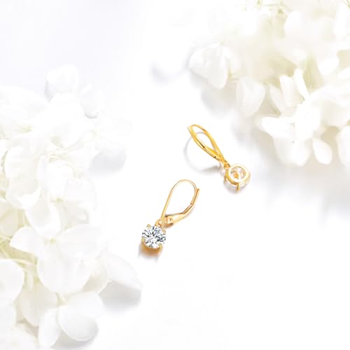 KECHO 14K Solid Gold Moissanite Earrings for Women Leverback Dangle Drop Earrings 1.0 CT Moissanite Diamonds Jewelry for Women4