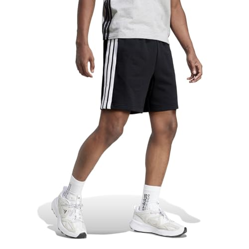 adidas Herren Essential Three Stripes French Terry Short, Black/White, 4XL