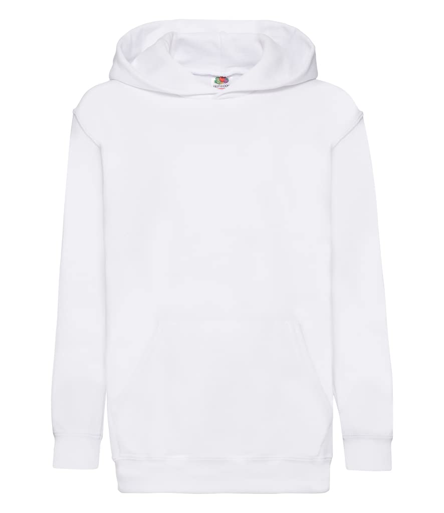 Fruit of the Loom Children’s Hooded Sweatshirt, White, 7-8 Years