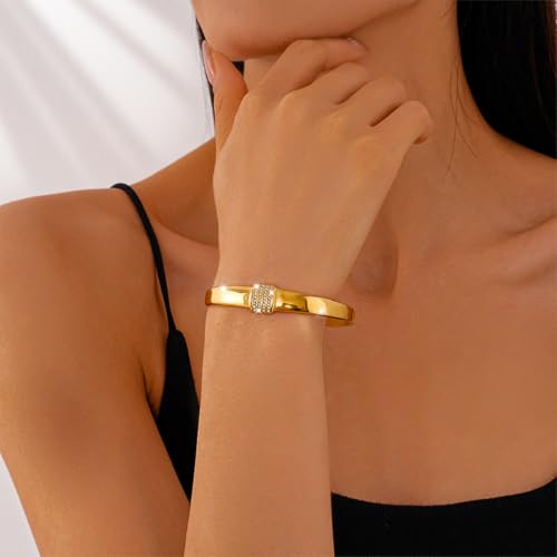 Gold Bracelets for Women Non Tarnish, Waterproof Gold Bangle Bracelets for Women with Sparkling CZ, 14K Gold Bracelets for Women, Stylish Jewelry, Bracelets for Women Trendy Gift2