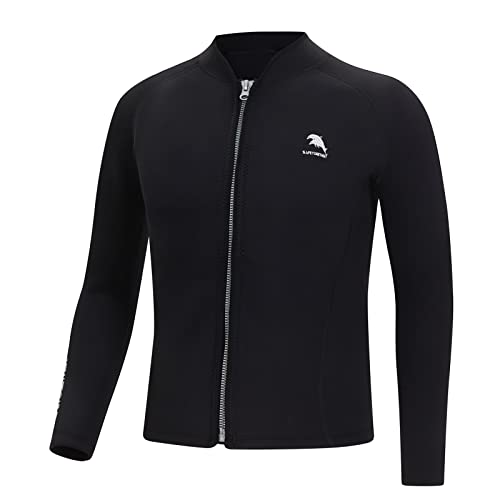 Neoprenanzüge Jacke für Herren, 2 mm, Neopren-Top, Surfanzug, Oberteil, Jacke, lange Ärmel, Reißverschluss vorne, Schwimmen, Surfen, Anzüge, Tops, Tauchjacke (Schwarz, Größe 4XL)