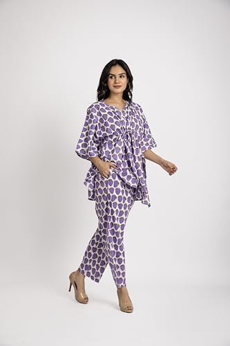 Image of Cotton Floral Printed 2 Piece Night Suit Top & Pajama Set for Women & Girls
