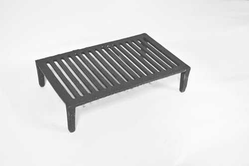 SEZAM Chimenea parrilla de fuego leña soporte de madera hierro fundido madera carbón parrilla de carbón para interior y exterior trabajo pesado fuego abierto madera rejilla herramientas combustión