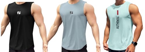 Image of Men's Sandow Sleeveless Vest - Slim Fit Ribbed Cotton Blend Tank Top - Lightweight Crew Neck Gym Workout Undershirt for Summer