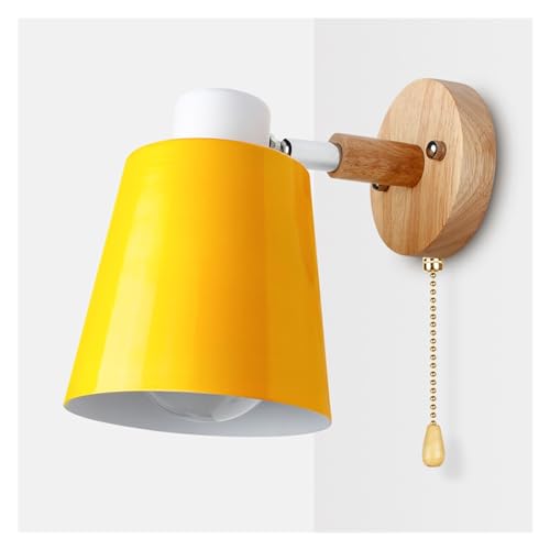 Applique en bois moderne E27 jaune haute finition pour chambre
