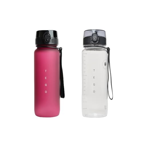 Image of TEGO Rise Tritan Water Bottle | 800ml Secure Flip Lock Lid | BPA-Free, Durable & Impact-Resistant | Wrist Strap for Easy Carry | Hydration Tracker | Gym, Office, Travel Water Bottle- Pack of 2