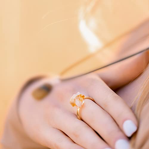 Ayana Crystals Citrine Adjustable Ring - Handmade Healing Crystal Jewelry, Gold-Plated Copper Bypass Ring for Women, Natural Raw Gemstone Statement Piece by Ayana Crystals - Image 5