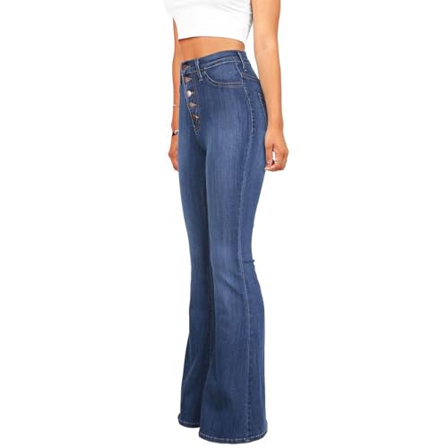 Womens Button Up Curvy Slim Fit Jeans Butt Lifting Denim Skinny Jeans Flare Denim Bell Bottom Bootcut Pants4