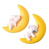SEWACC 2個 月亮熊装饰品 水族館 魚の水槽 水槽の飾り オーナメント 人工的な 装飾 フローティング 小さい 形をした 水槽の風景の小道具 浮かぶ月 水槽の月 タンク浮遊工芸品 樹脂