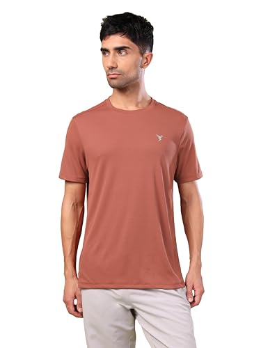 Image of TECHNOSPORT Men's Slim Fit Polyester Activewear Sports T-Shirt with Moisture-Wicking Comfort for Workout, Running & Gym