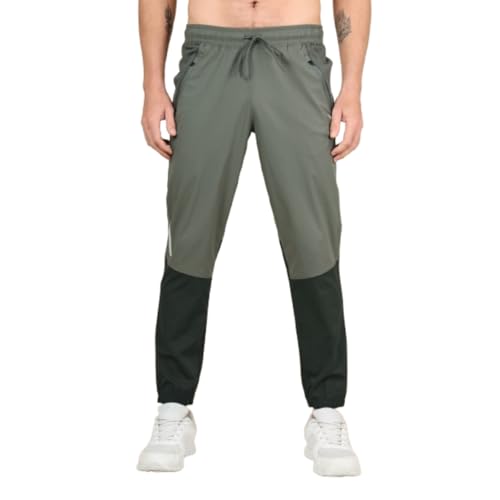Image of TECHNOSPORT Mens Woven Regular Fit Activewear Joggers for Running, Gym, Sports and Regular Use Stretchable, Colorblock and Antimicrobial