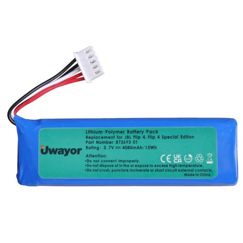 Uwayor JBL Flip 4 4080mAh Batería de Repuesto para JBL Flip 4, FILP 4 Special Edlton Bluetooth Speaker 872693 01, 3.7V JBL Flip 4 Batería con Herramienta de instalación