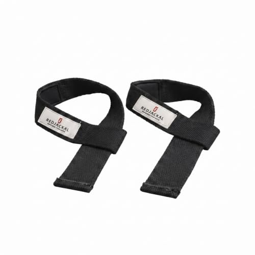 Image of REDJACKAL Single Loop Lifting Straps for Weightlifting - Heavy Duty Padded Cotton Deadlift Straps for Men & Women - Powerlifting, Bodybuilding & Gym Strength Training | 1 Pair Black