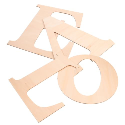 Uonlytech 4 piezas Letras de Madera Grandes para Manualidades DIY sin Pintar Decoración Rústica para Pared Puerta o Cuaderno Superficie Lisa para Pintar y Personalizar para Decoración