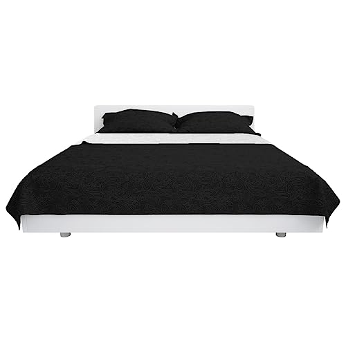 vidaXL Zweiseitige Tagesdecke Gesteppt Bettüberwurf Decke Überwurf Bettdecke Allzweckdecke Sofadecke Steppdecke 220x240cm Schwarz Weiß