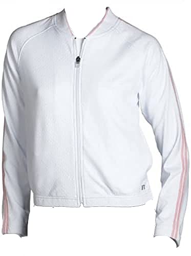 Tessuto a rete allungato Russell Athletic Giacca Rally Donna, Bianco/Rosa Potere, Medium