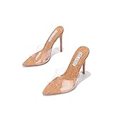 Cape Robbin Melrose Sexy Stiletto High Heels for Women, Transparent Booties for Women with Pointed Open Toe - Cork Transparent Size 6.5